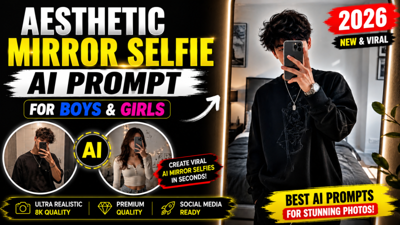 Aesthetic Mirror Selfie AI Prompt for Boys & Girls 2026