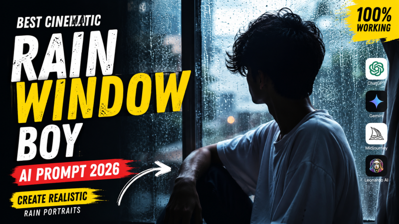 Rain Window Boy AI Photo Editing Prompt 2026 – Best Cinematic Rain Portrait Prompt